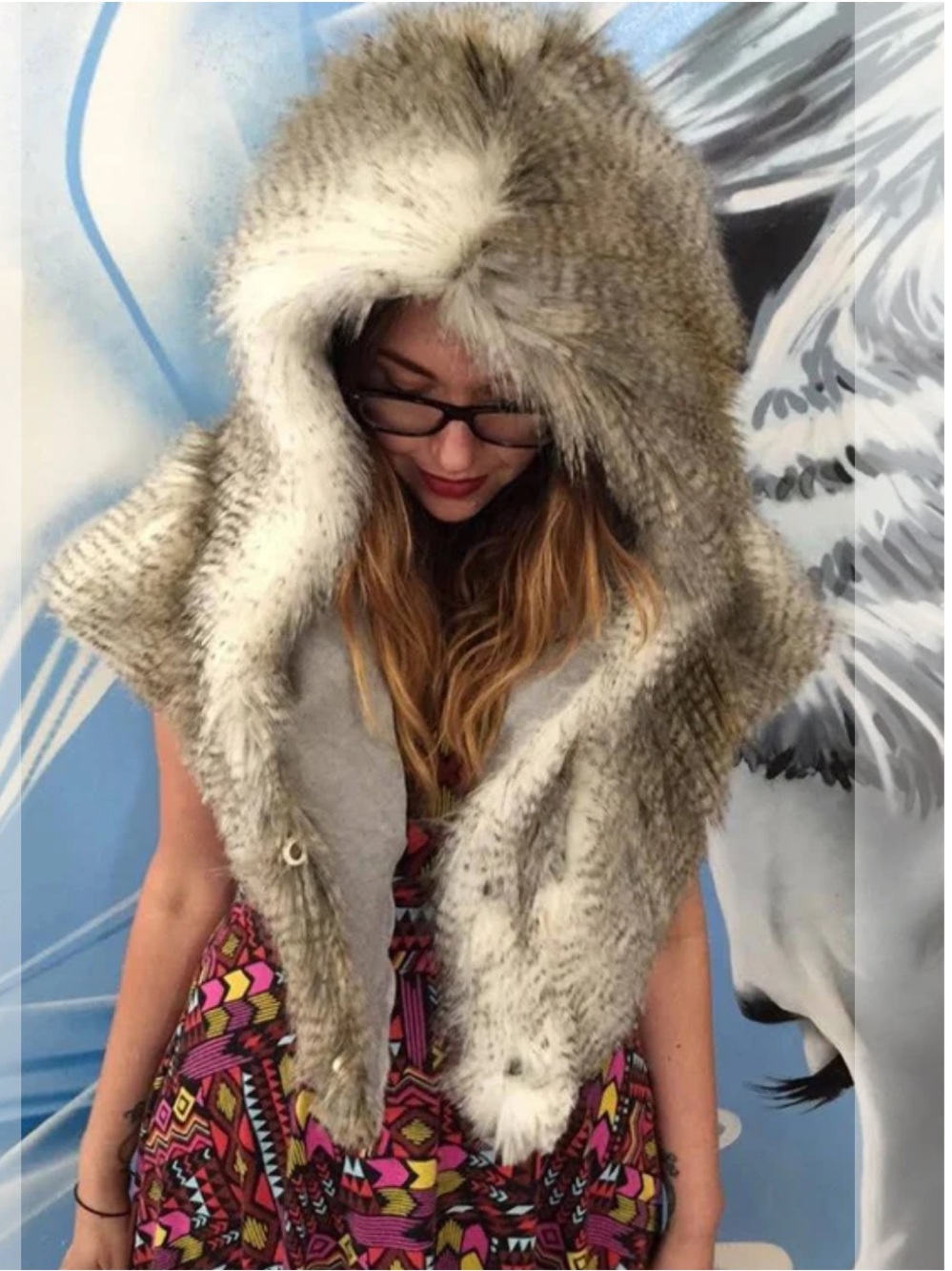 SpiritHoods Limited Edition Snowy Owl Shawl Cape Hood - Picture 9 of 9